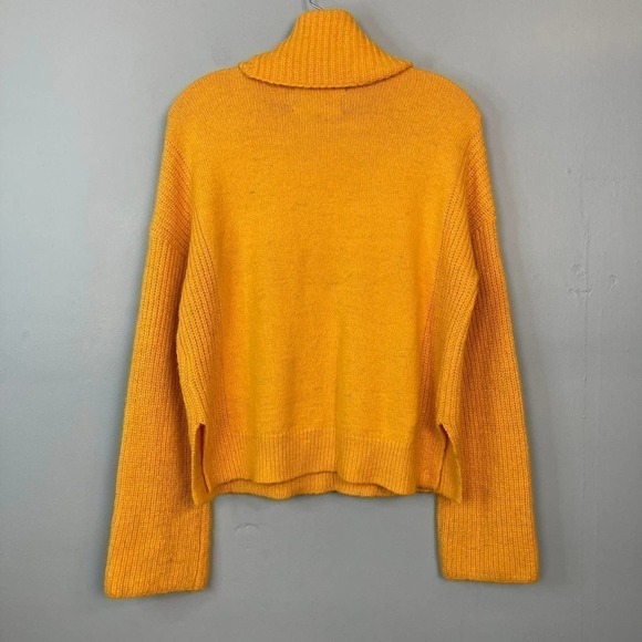 CALVIN Klein Jeans Goldenrod Yellow Rolled Cowl Neck Wool Blend Sweater Womens M - Picture 12 of 12